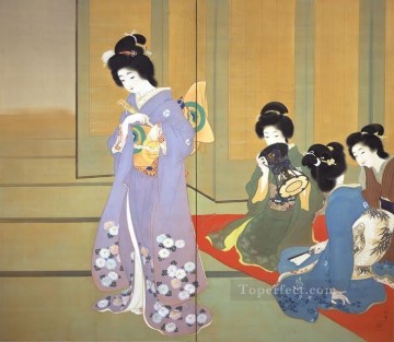 Uemura Shoen Painting - preparándose para bailar 1914 Uemura Shoen Bijin ga mujeres hermosas